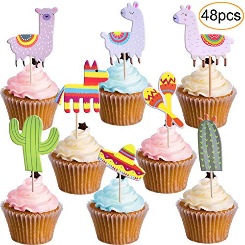 Mexican Fiesta Party Cupcake Toppers Cactus Donkey Sombreros Cake Toppers for Luau Party Mexican Fiesta Party Cupcake Toppers Cactus Donkey Sombreros Cake Toppers for Luau Party