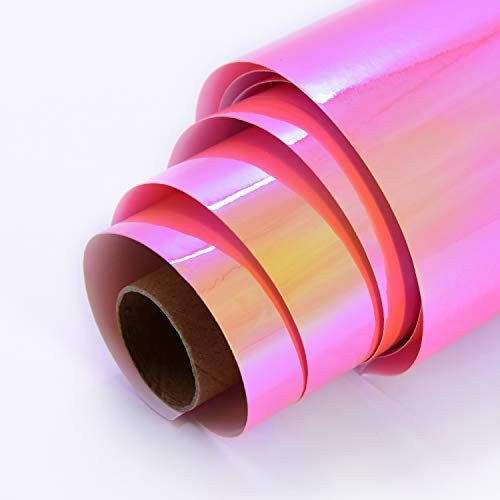 Holographic Opal Vinyl roll 12" x 5ft Permanent Vinyl Permanen Adhesive for All Kinds of Cutting Machines Opal Orange