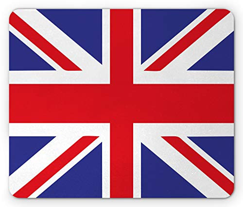 Ambesonne Union Jack Mouse Pad  Classic Traditional Flag United Kingdom Modern British Loyalty  Rectangle Non-Slip Rubber Mousepad  Standard Size  Blue Red