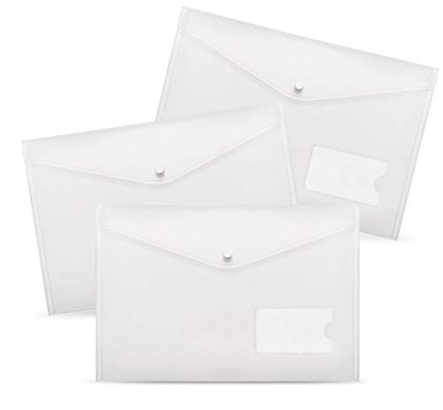 Plastic Envelopes Folders Poly Envelopes 20 Pack A4 Letter Size Document Papers File Envelopes Folder with Label Pocket  Snap Closure  Clear Filing Envelopes Organizers for School Home Office Work