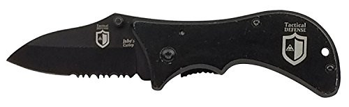 Jabe's Cutlery Tactical Defense Illuminati Lock Bar Tooth Pocket Knife  Black