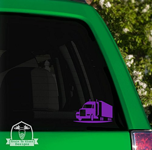 Grain To Glass Designs Semi Truck Vinyl Car Decal - 4" Purple