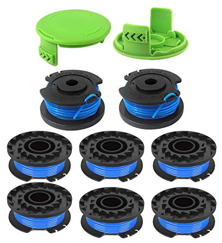 BOOTOP 29092 String Trimmer Replacement Spool 29252  Compatible with Greenworks 24V 40V 80V Weed Eater Cordless Trimmer 21332 21342.065-Inch Single Line Trimmer Replacement Spool  8 Spools  2 Caps