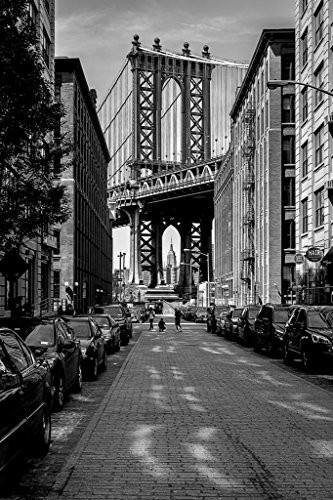 The Manhattan Bridge from Dumbo Brooklyn Black and White BW Photo Photograph Cool Wall Decor Art Print Poster 24x36