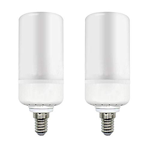 Wonlarm LED Flame Effect Light Bulb,1300K True Fire Color E12 LED Corn Light Flickering Flame Light Bulbs,LED Beads Simulated Decorative Light Atmosphere Lighting Vintage Flaming Light 5W E12(2 Pack)