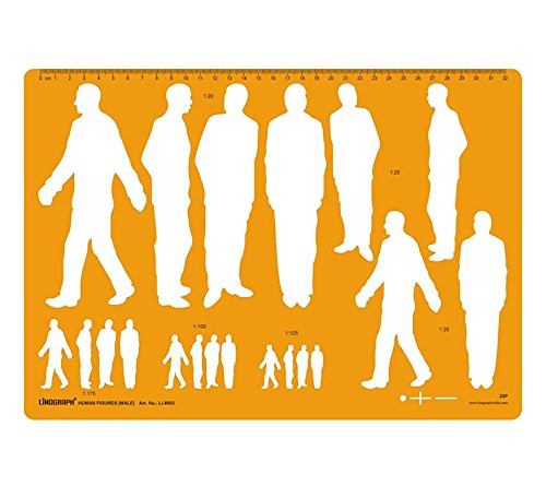 Male Human Figure Template Drafting and Design Templates Stencil Symbols