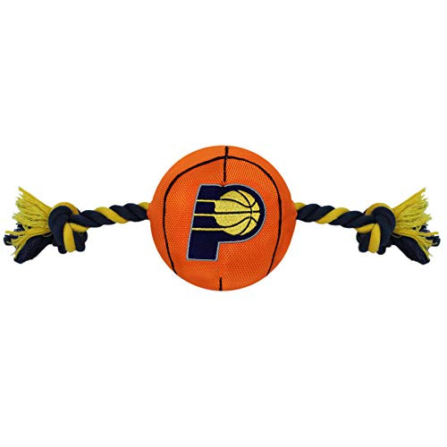 Pets First NBA Indiana Pacers Basketball Toy. - Tough Nylon Pet Toy with Tug Ropes and Inner Squeaker One Size PAC-3105 Pets First NBA Indiana Pacers Basketball Toy. - Tough Nylon Pet Toy with Tug Ropes and Inner Squeaker One Size PAC-3105