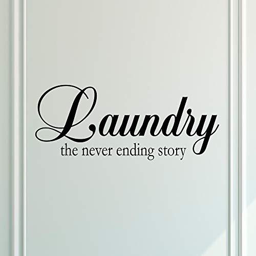 Laundry Room Decal Decoration For Walls  Laundry - The Never Ending Story  22x9-Black