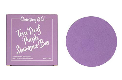 CLEANSING  and  CO 3.50oz Solid Shampoo Bar For Blonde or Silvering Hair - Hand Made  Zero Waste  Plastic Free  SLS Free  Natural Shampoo Bars for Hair and Body Care  Eco-Friendly Purple Bar Shampoo