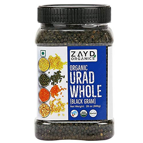 Zayd Organics Urad Whole  Black Matpe Lentils  USDA Organic  1.75lbs  800g