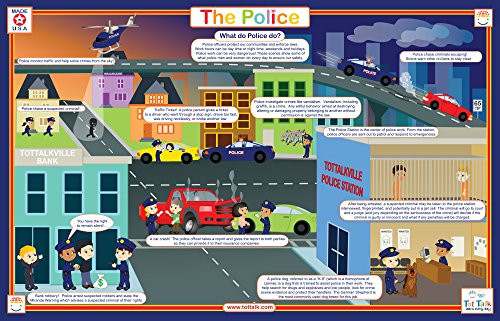 Tot Talk The Police Activity Educational Placemat for Kids, Washable and Long-Lasting