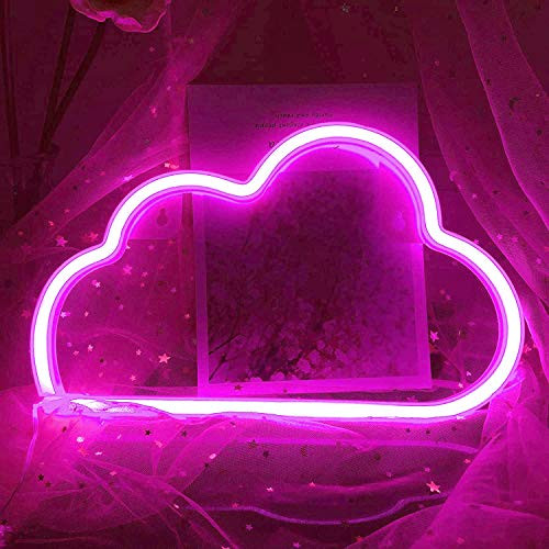 Momkids Cloud Neon Sign Led Neon Light Hanging Wall Lights up Signs for Kids Bar Room Wedding Christmas Party Home Decorative Lights?Pink?