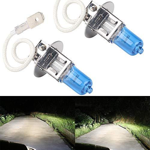 2Pcs H3 55W 12V Super White Car Headlight Lamp Halogen Xenon Light Bulb Replacement