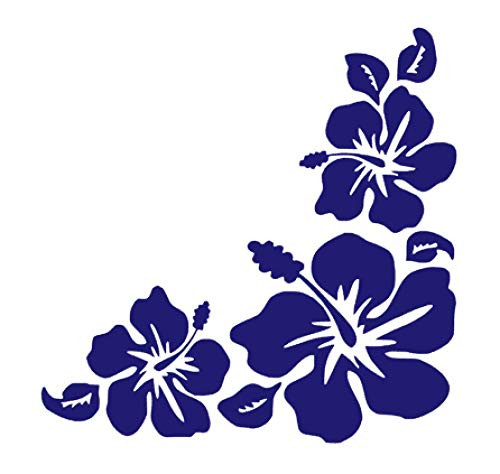 Hibiscus Corner Flower Vinyl Sticker Decals for Car Bumper Window Laptop Tablet Phone  10" x 10"  Purple