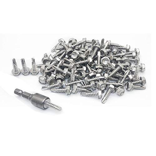 410 Stainless Steel Self Drilling Screws Hex Washer Head self Tapping Screws  10 x 1"  100 pcs