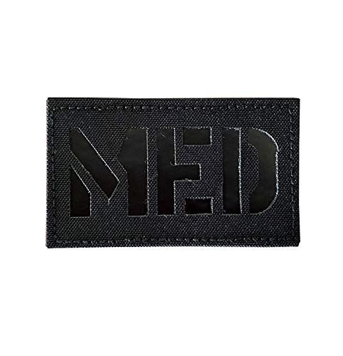 2x3.5" Infrared IR MED Medic EMS EMT Patch Tactical Vest Patch Hook-Fastener Backing  Black