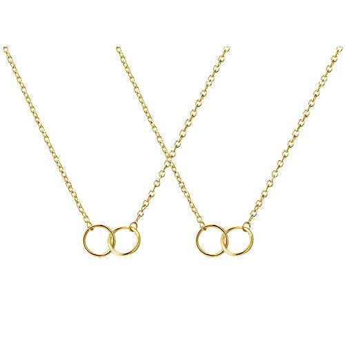 2Pcs Friendship Necklace Soul Sister Necklace for 2 Mother Daughter Necklace 2 Interlocking Circles Necklace A Gold Circles Necklace Set 2Pcs Friendship Necklace Soul Sister Necklace for 2 Mother Daughter Necklace 2 Interlocking Circles Necklace A Gold Circles Necklace Set