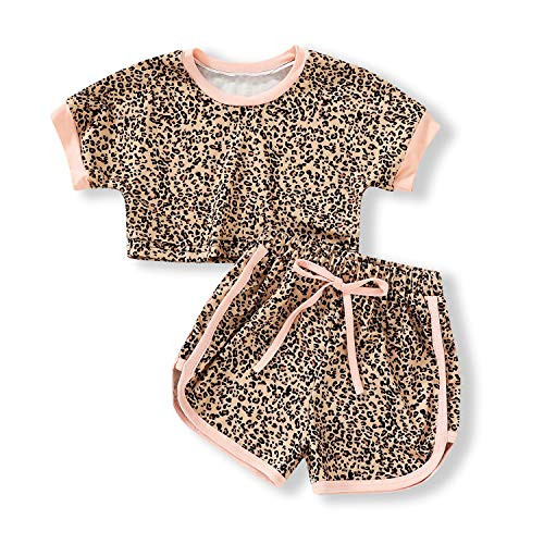Toddler Kids Girl Summer Clothes Short Sleeve Tops Shorts 2Pcs Girl Leopard Print Outfits  3-4T  Pink Toddler Kids Girl Summer Clothes Short Sleeve Tops Shorts 2Pcs Girl Leopard Print Outfits  3-4T  Pink