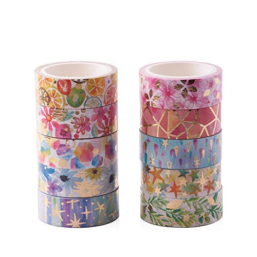 10 Rolls Gold foil washi Tape Set,Decorative Masking Tape Set for DIY Crafts,Scrapbooking, Bullet Journal, Gift Wrapping 10 Rolls Gold foil washi Tape Set,Decorative Masking Tape Set for DIY Crafts,Scrapbooking, Bullet Journal, Gift Wrapping