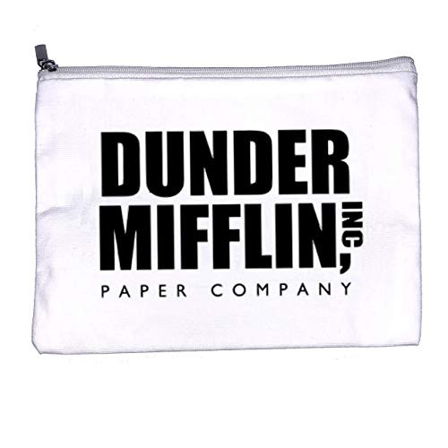 The office Tv Show Merchandise "DUNDER MIFFLIN" Multipurpose Canvas Zipper Pouch travel Makeup bag for Women the best gift