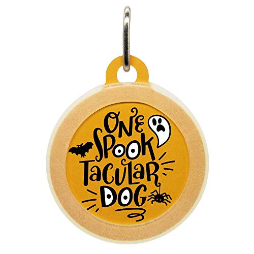 Personalized Halloween One Spooktacular Dog Pet ID Name Tag with Silencer for Cats or Dogs by Oh My Paw'd