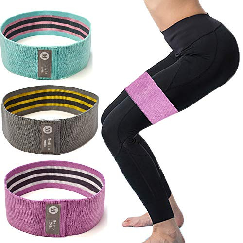 Non-Slip Resistance Booty Bands for Hip  Legs  Thighs and Butt  Womens Exercise Workout Glute Loop Bands with Different Strength Level - 3 Pieces Set  BluePlusGreyPlusPurple  L