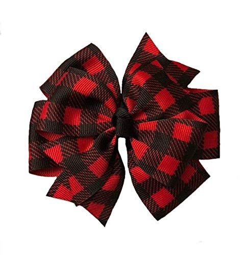 Red Buffalo Check Plaid Pinwheel Hair Bow