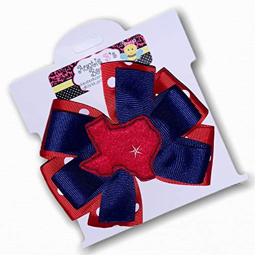 Texas Pinwheel Hair Bow 4" Red Blue