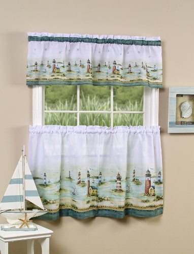 Achim Home Furnishings HPTL36SN12   Sand Hamptons Tier and Valance Set  58 36-Inch  58" x 36"