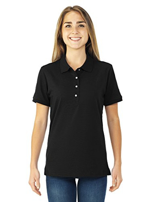 Jerzees womens 5.6 oz. 50 50 Jersey Polo with SpotShield 437W -BLACK-2XL