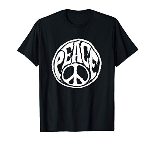 World Peace Sign Hippie Kindness White Retro 60s 70s T-Shirt