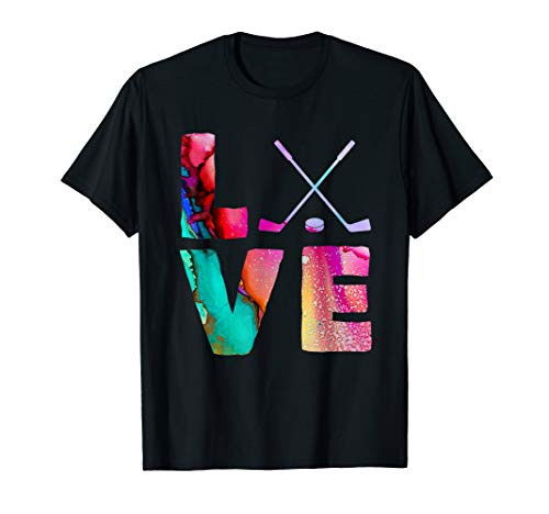 Love Paint Hockey Puck Stick Cool USA Ice Sports Player Gift T-Shirt