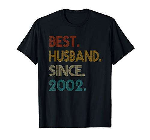 19th Wedding Anniversary Gift Him - Best Husband Since 2002 T-Shirt