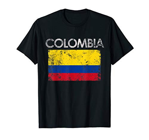 Vintage Colombia Colombian Flag Pride Gift T-Shirt