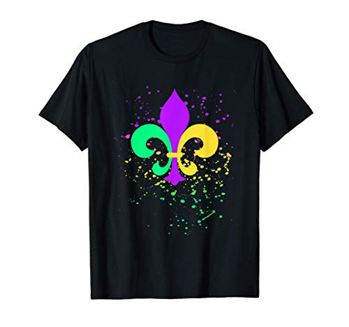 Mardi Gras Fleur De Lis Paint Splatter NOLA T-Shirt