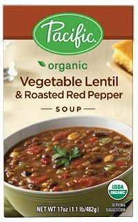 Pacific Foods  Organic Vegetable Lentil  and  Roasted Red Pepper Soup  Pack of 2