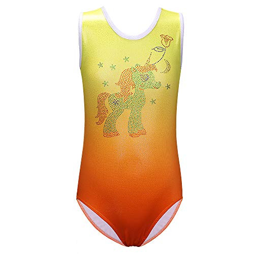 XIAOFEIGUO Sleeveless Leotards for Girls Gymnastics Biketards Kids Glitter Ballet Dance Unitards 7-8Y Orange
