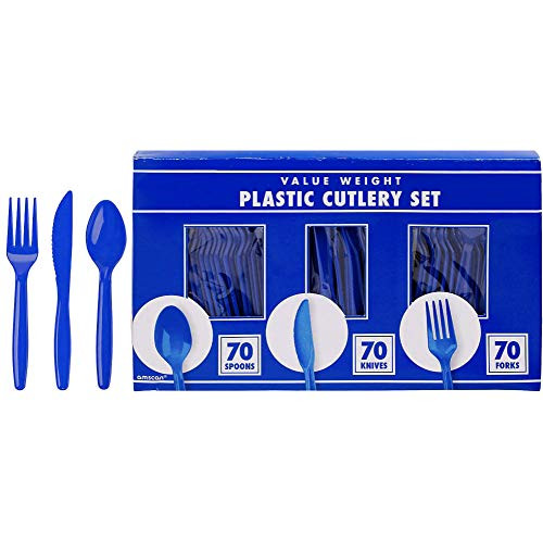 amscan Big Party Pack Window Box Cutlery Set  Bright Royal Blue  210 ct.  Party Supply