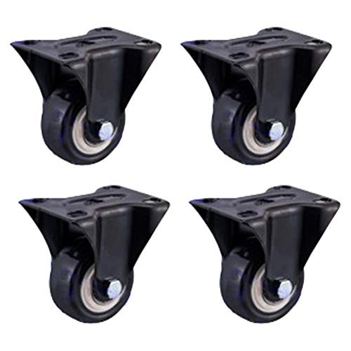 MroMax 4Pcs Fixed Casters 1.5 Inch PU Top Plate Mounted Rigid Caster Wheels  330lb Total Load Capacity
