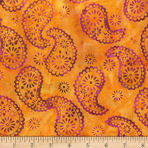 Anthology Batiks Spirit Shine Paisley Orange  Fabric by the Yard