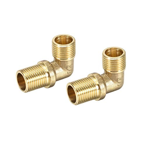 uxcell Brass Pipe Fitting 90 Degree Elbow G1 2 Male X G1 2 Male 2pcs