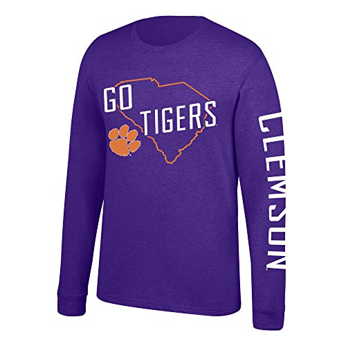 J America NCAA Men's Clemson Tigers Classic Heather Long Sleeve Tee  XX-Large  Purple
