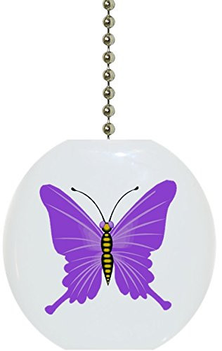 Purple Butterfly Solid Ceramic Fan Pull