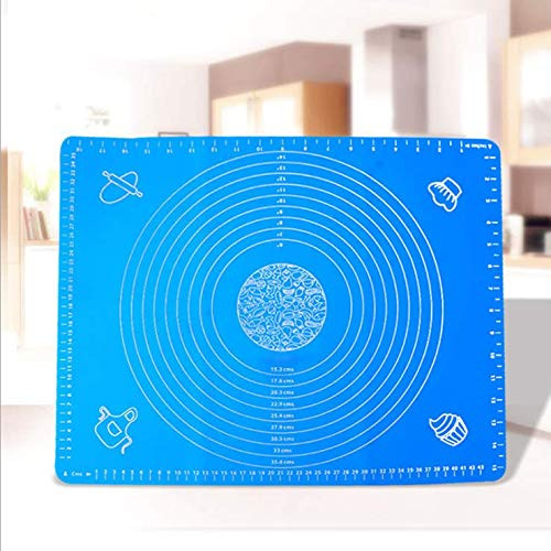 SHIYING Silicone Baking Mat for Pastry Rolling with Measurements,Heat Resistant, BPA Free, Non-Stick Pastry Mat for Rolling Dough  Easy to Clean Silicone Mat - Does Not Discolor (Blue)