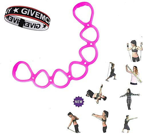 calliven Portable 7 Ring Stretch and Resistance Exercise Band  Back  Foot  Leg  Hand Stretcher  Arm Exerciser for Home or Fitness Center Workout  Physical Therapy  Pink