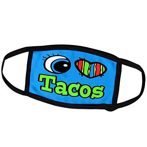 3dRose Face Mask Large  Bright Eye Heart I Love Tacos
