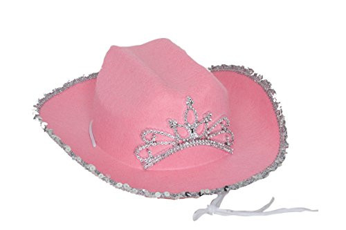 Jacobson Hat Company Felt Pink Cowboy Hat with Tiara