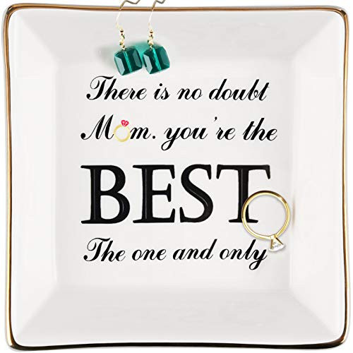 Best Mom Gifts  Birthday Gifts for Mom  Happy Mothers Day from Daughter Son - Mom gifts for Christmas  Mom Valentine Gift  Ceramic Ring Dish Holder  Jewelry Trinket Tray