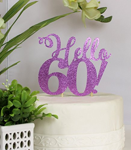 All About Details Purple Hello 60 Cake Topper