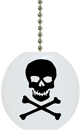Black Skull  and  Crossbones Solid Ceramic Fan Pull